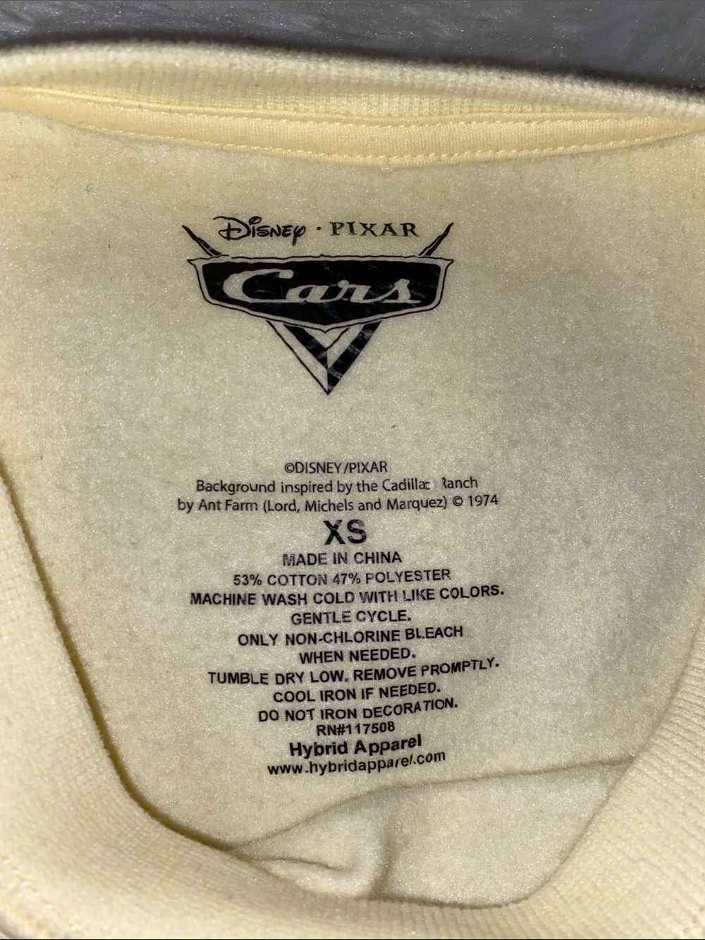 Disney Cars Yellow "Radiator Springs" Graphic Cropped Oversized Sweatshirt - Picture 5 of 5